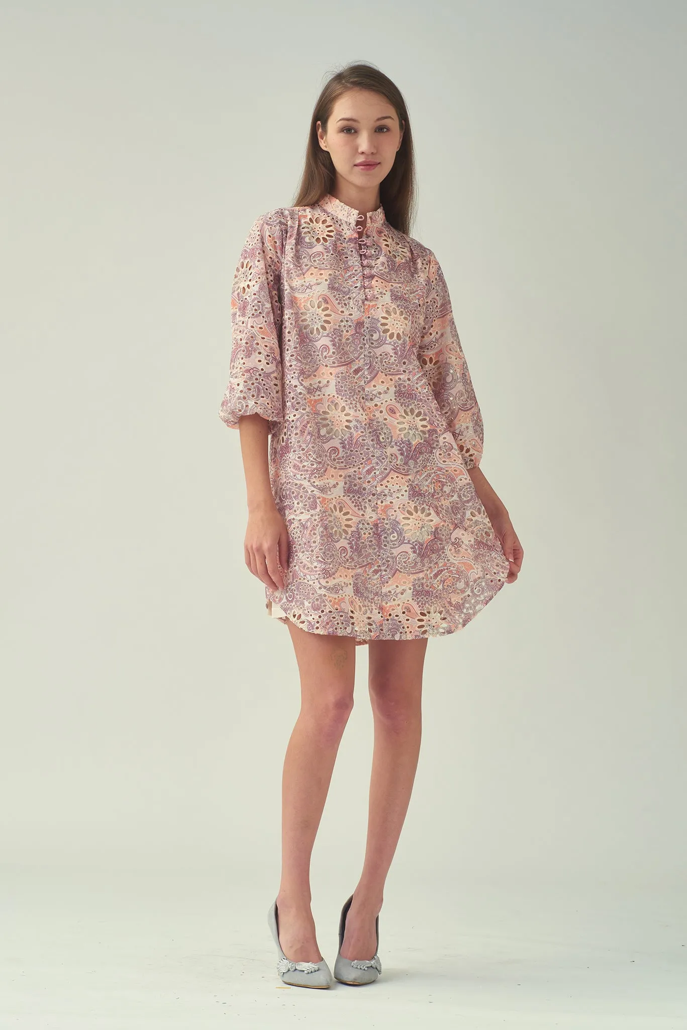 NATALIE QRT Slv Shirt Dress (Blush)