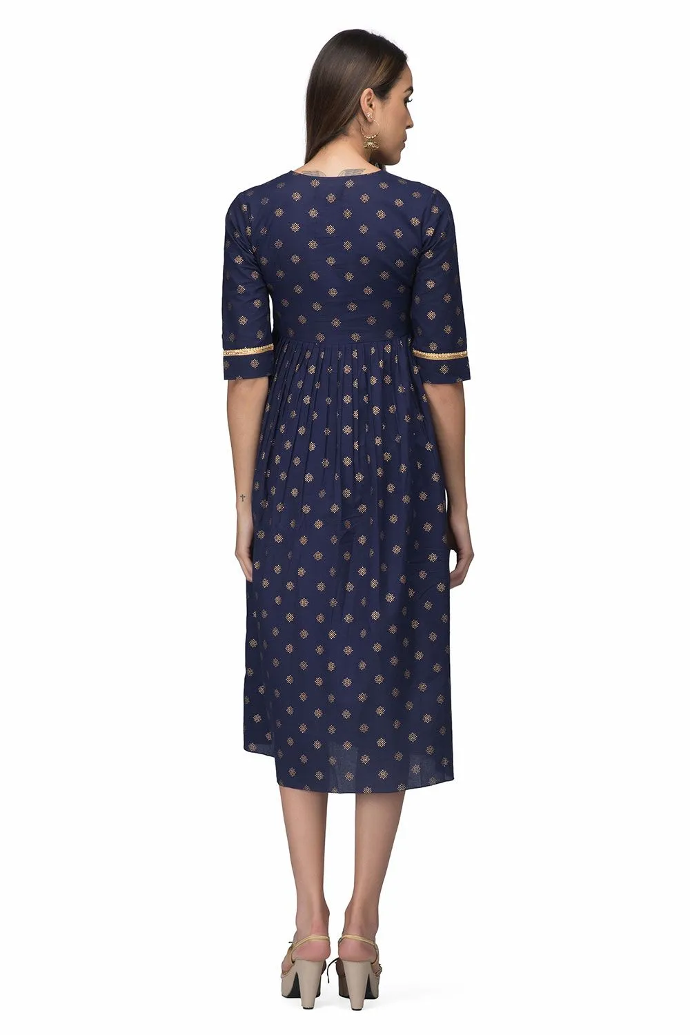 Navy Side Pleat Kurta