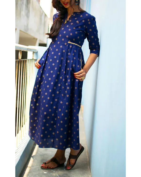 Navy Side Pleat Kurta