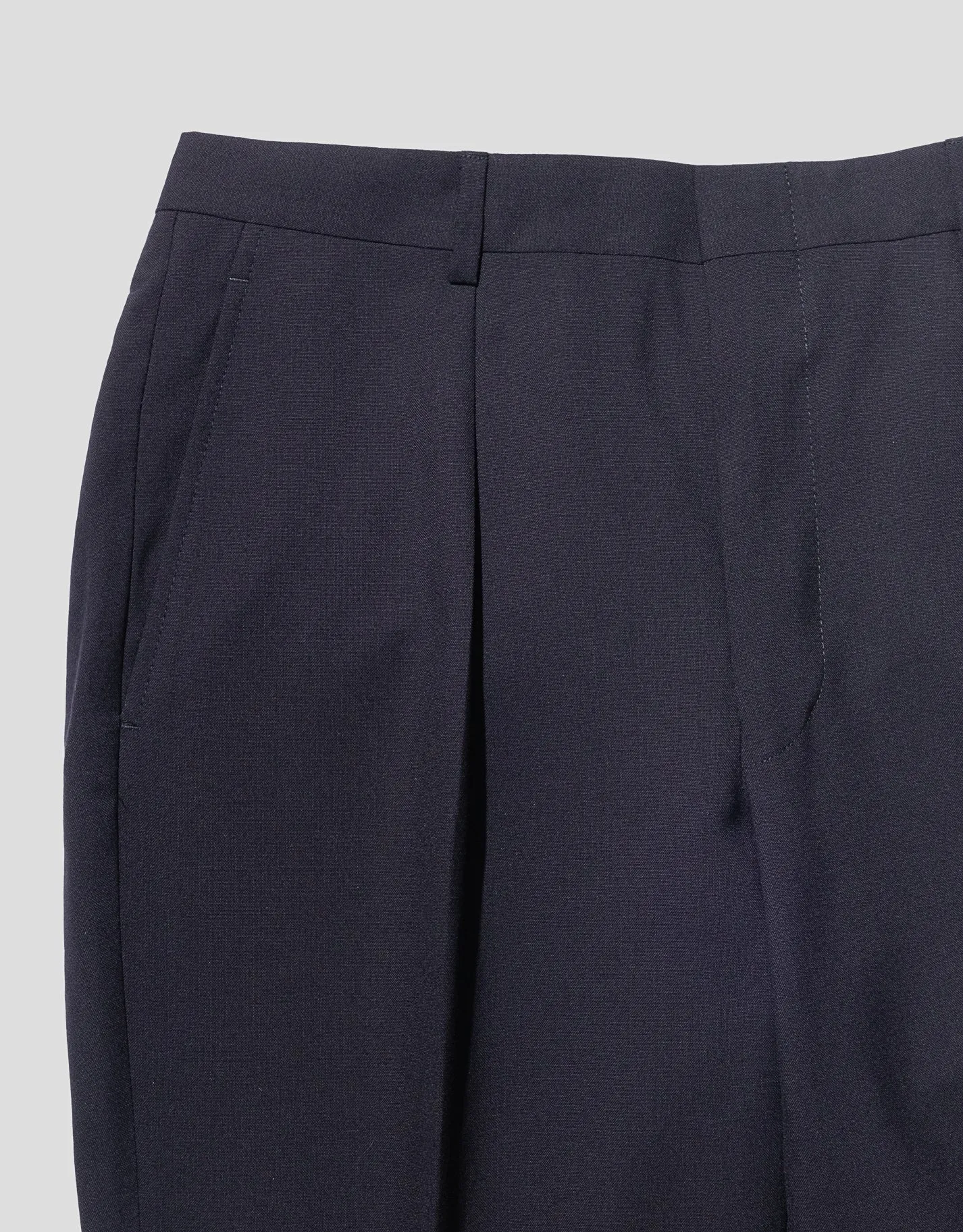 NAVY SINGLE PLEAT WOOL TROUSER