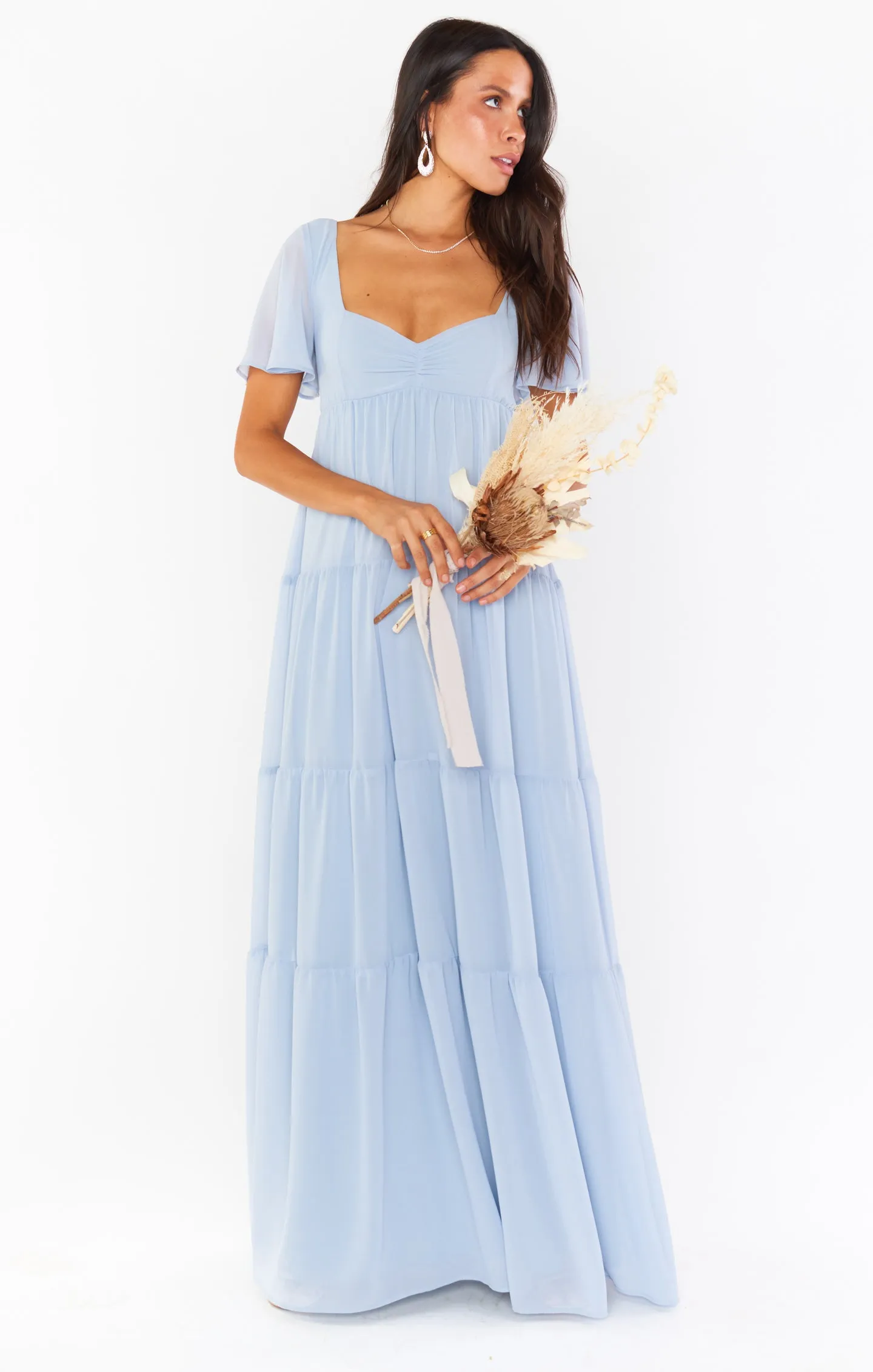 Nicole Maxi Dress ~ Steel Blue Chiffon