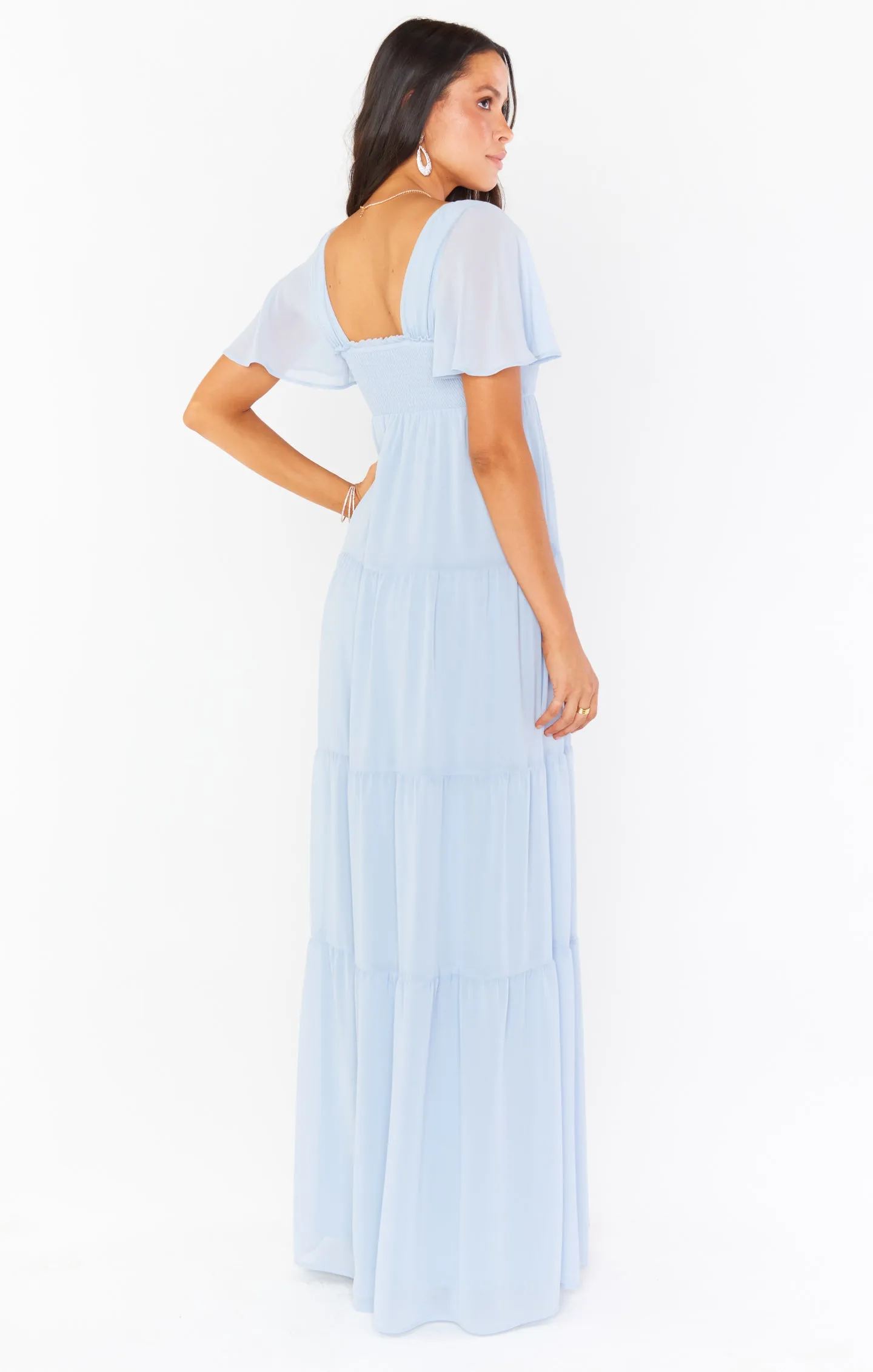 Nicole Maxi Dress ~ Steel Blue Chiffon