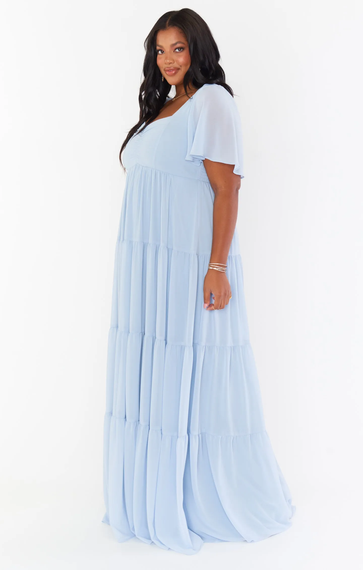 Nicole Maxi Dress ~ Steel Blue Chiffon