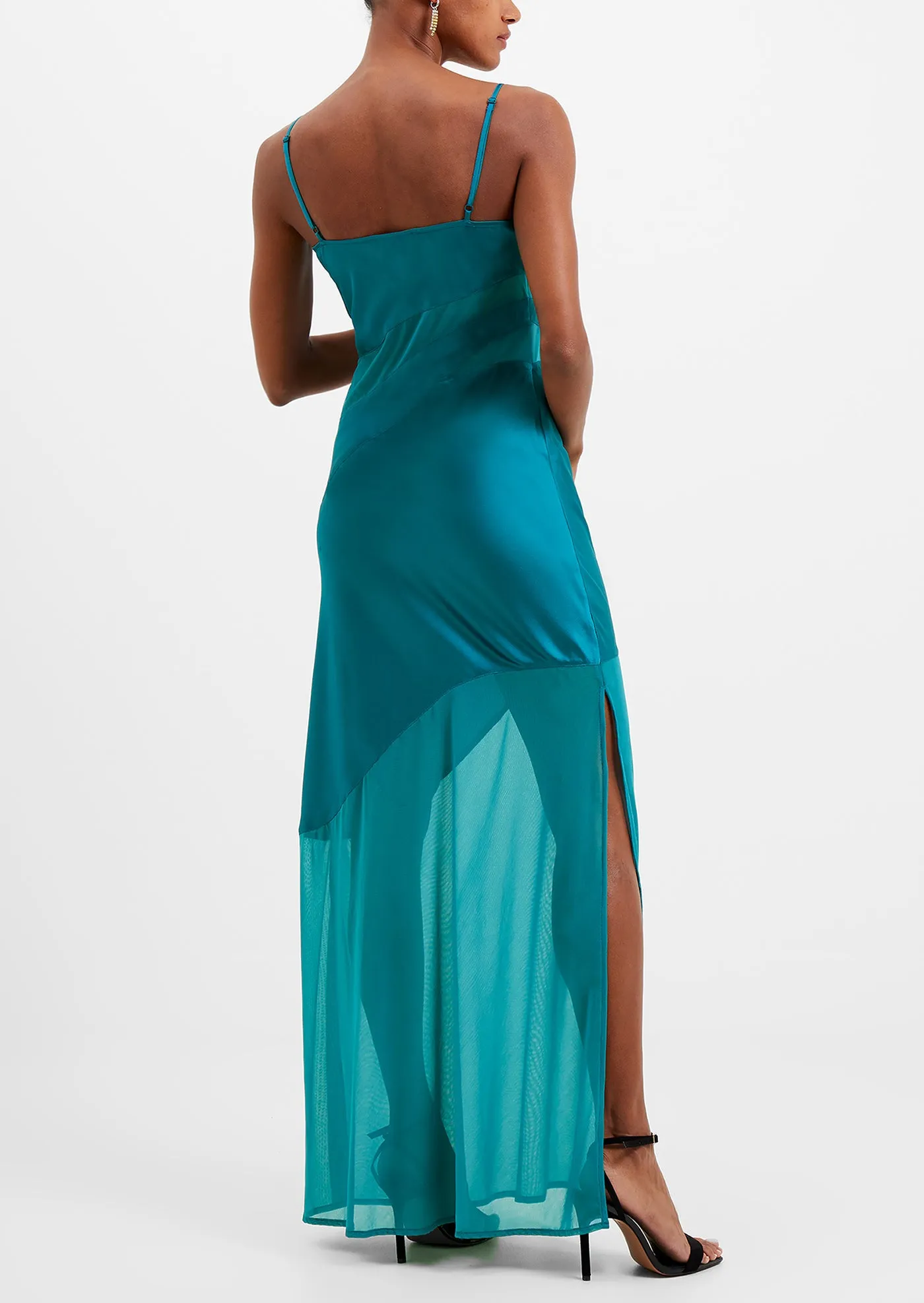 Ocean Depth Satin Strappy Dress