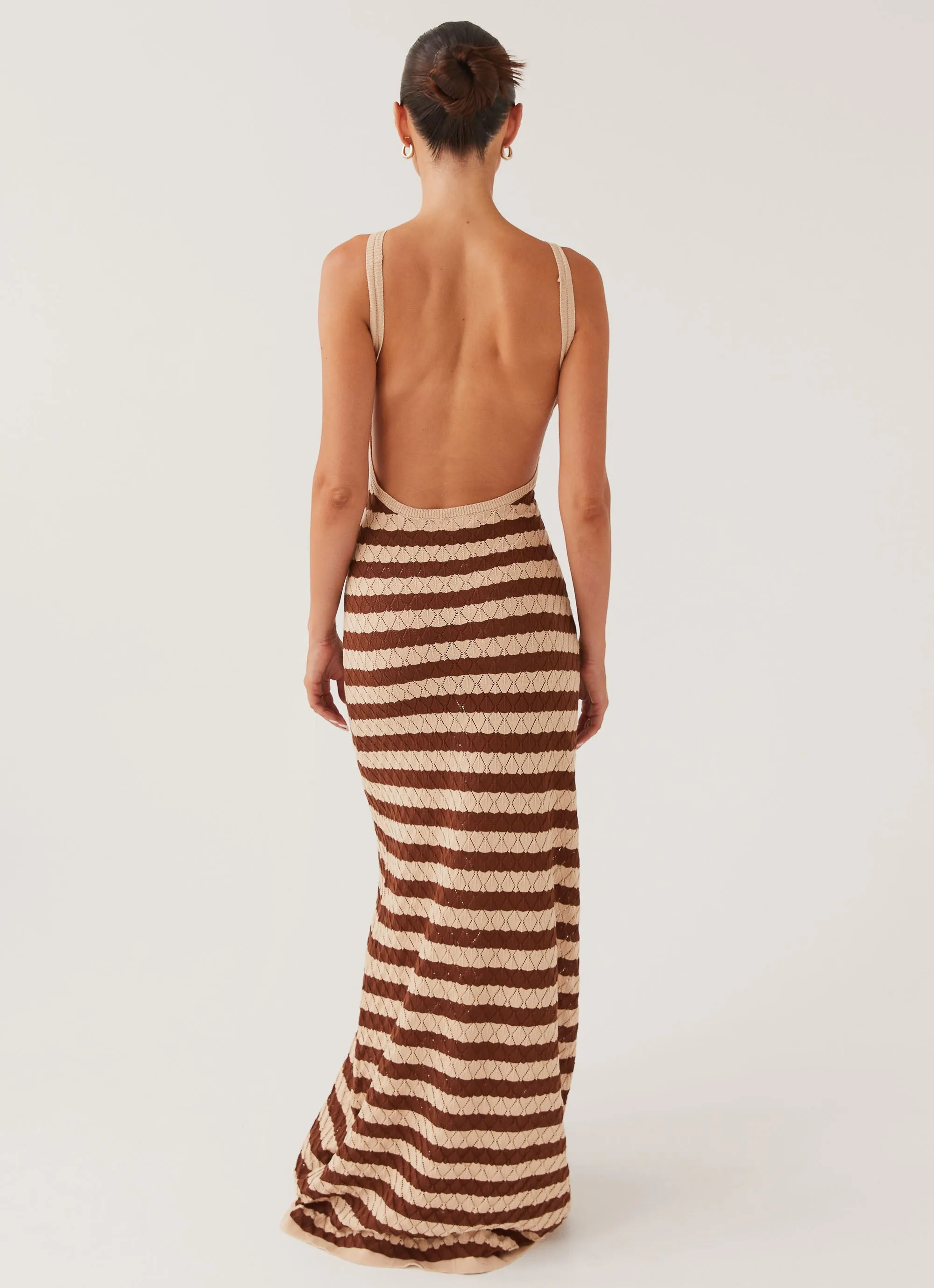 Off The Record Knit Maxi Dress - Cinnamon Stripe