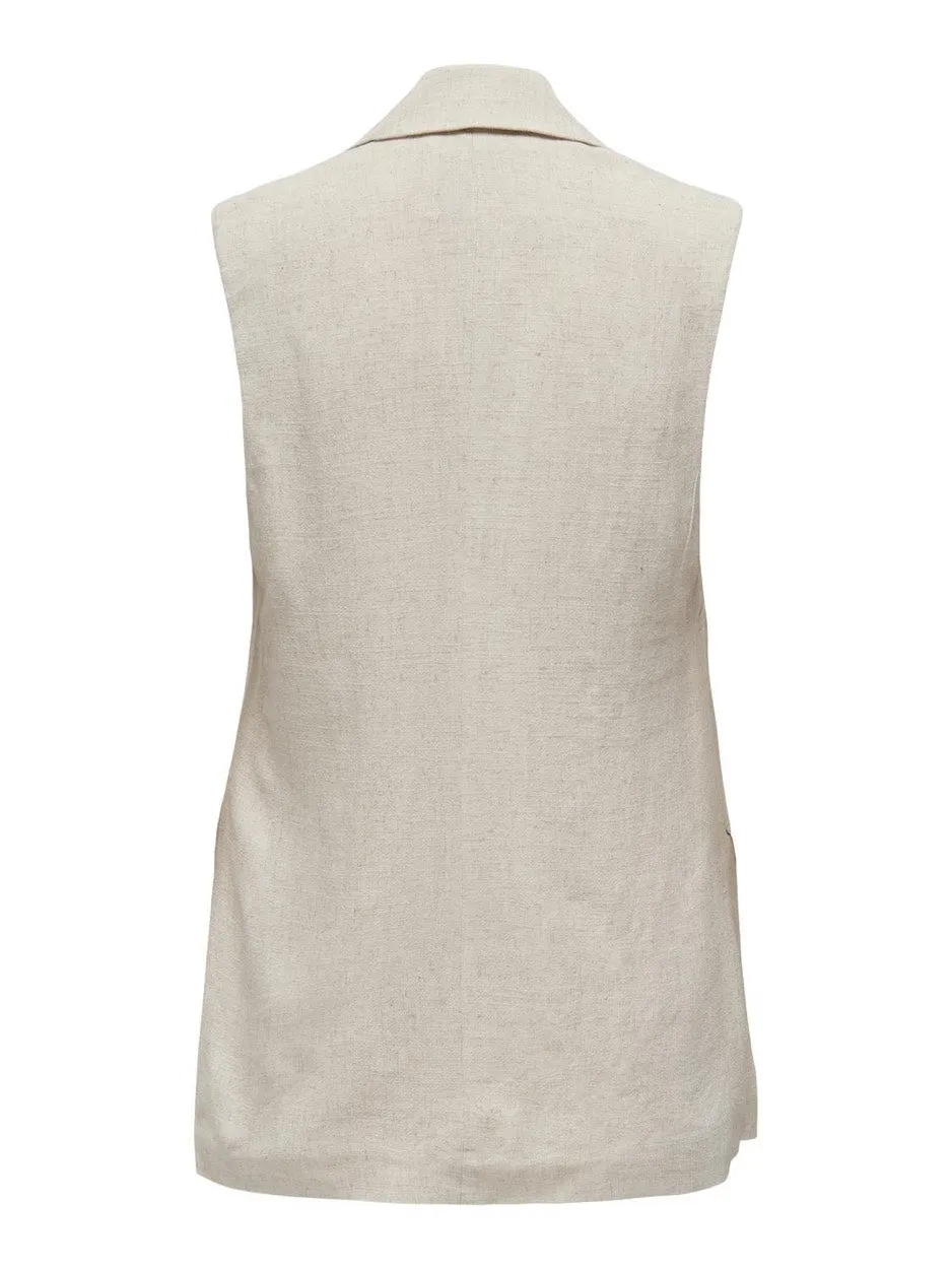 Onlagnes S/l Linen Bl Mel Vest Tlr - Beige