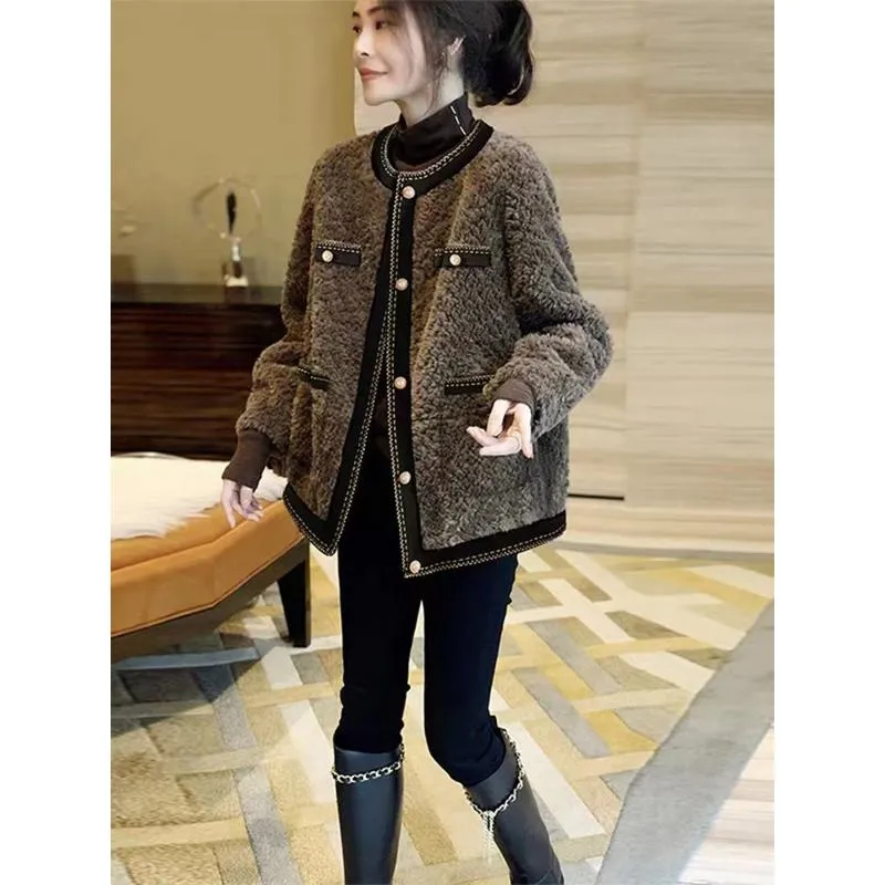 Open Front Chic Brown Teddy Coat