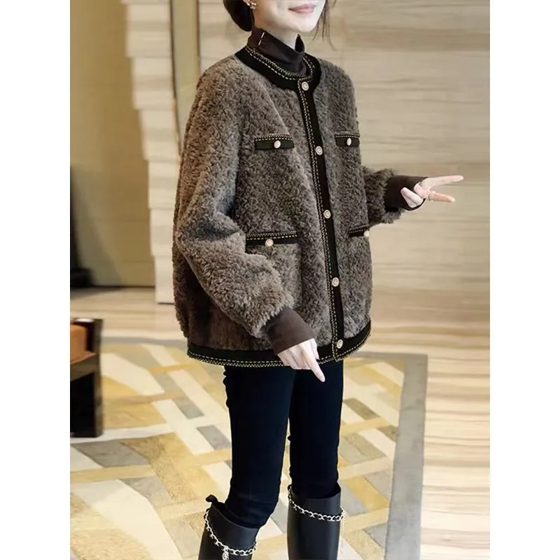 Open Front Chic Brown Teddy Coat