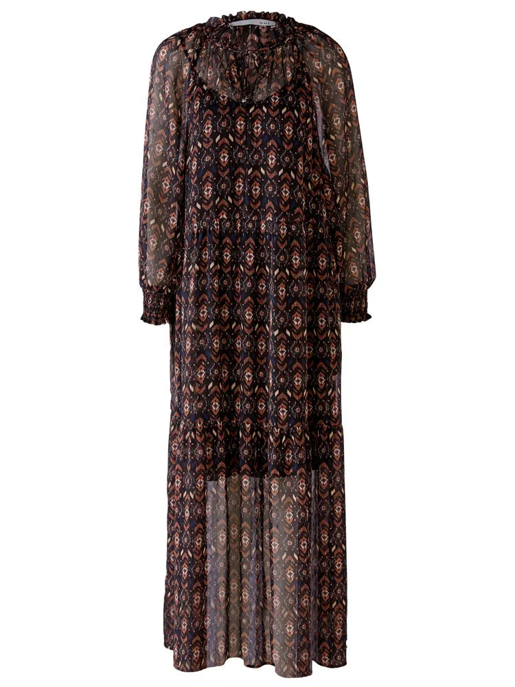 Oui Printed Dress Black Brown