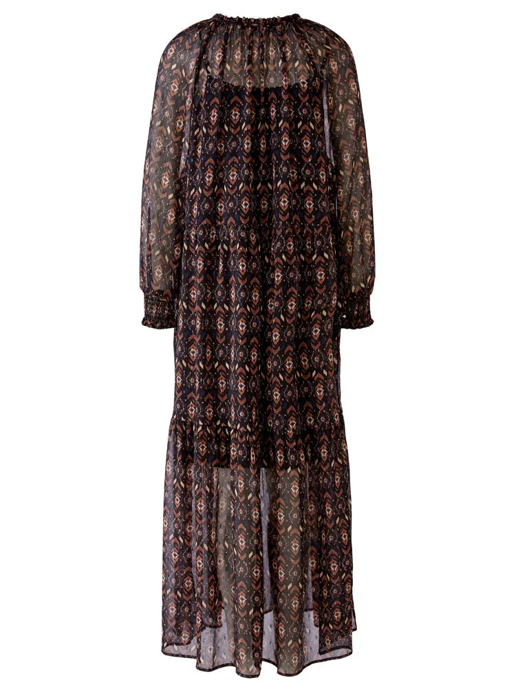 Oui Printed Dress Black Brown