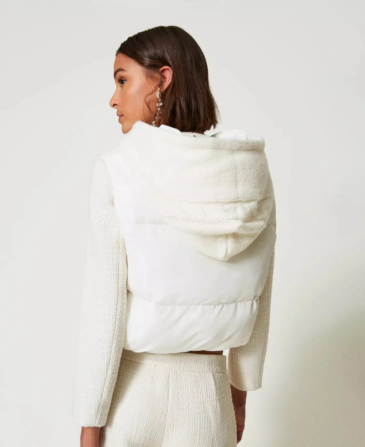 Padded Cable Knit Gilet - White Cream