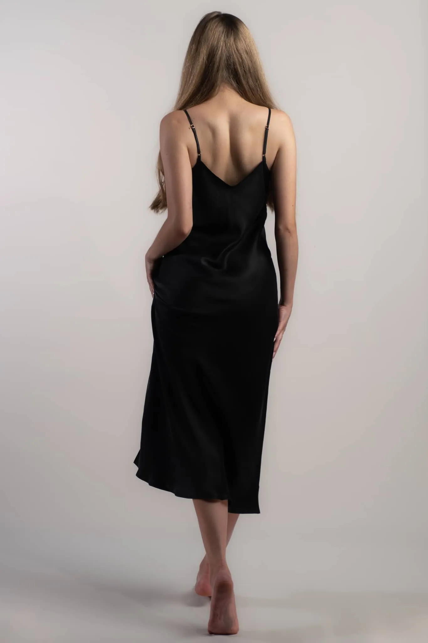 Parisian Noir Silk Slip Dress