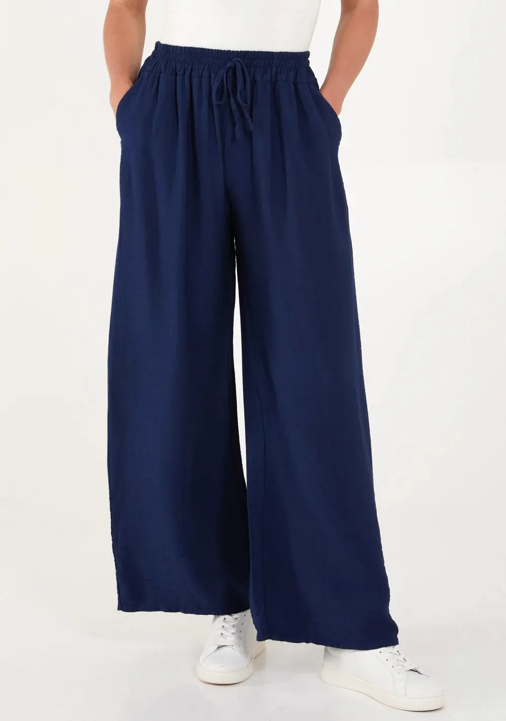 Plain Wide Leg Trousers With Pockets (5 Colours)