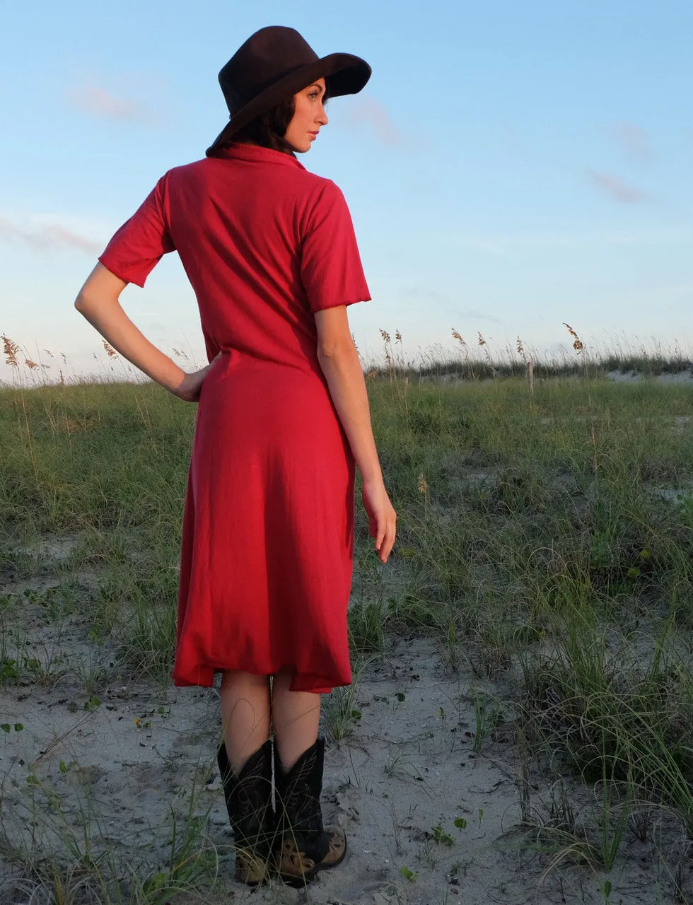 Prairie Button Front Simplicity Below Knee Dress