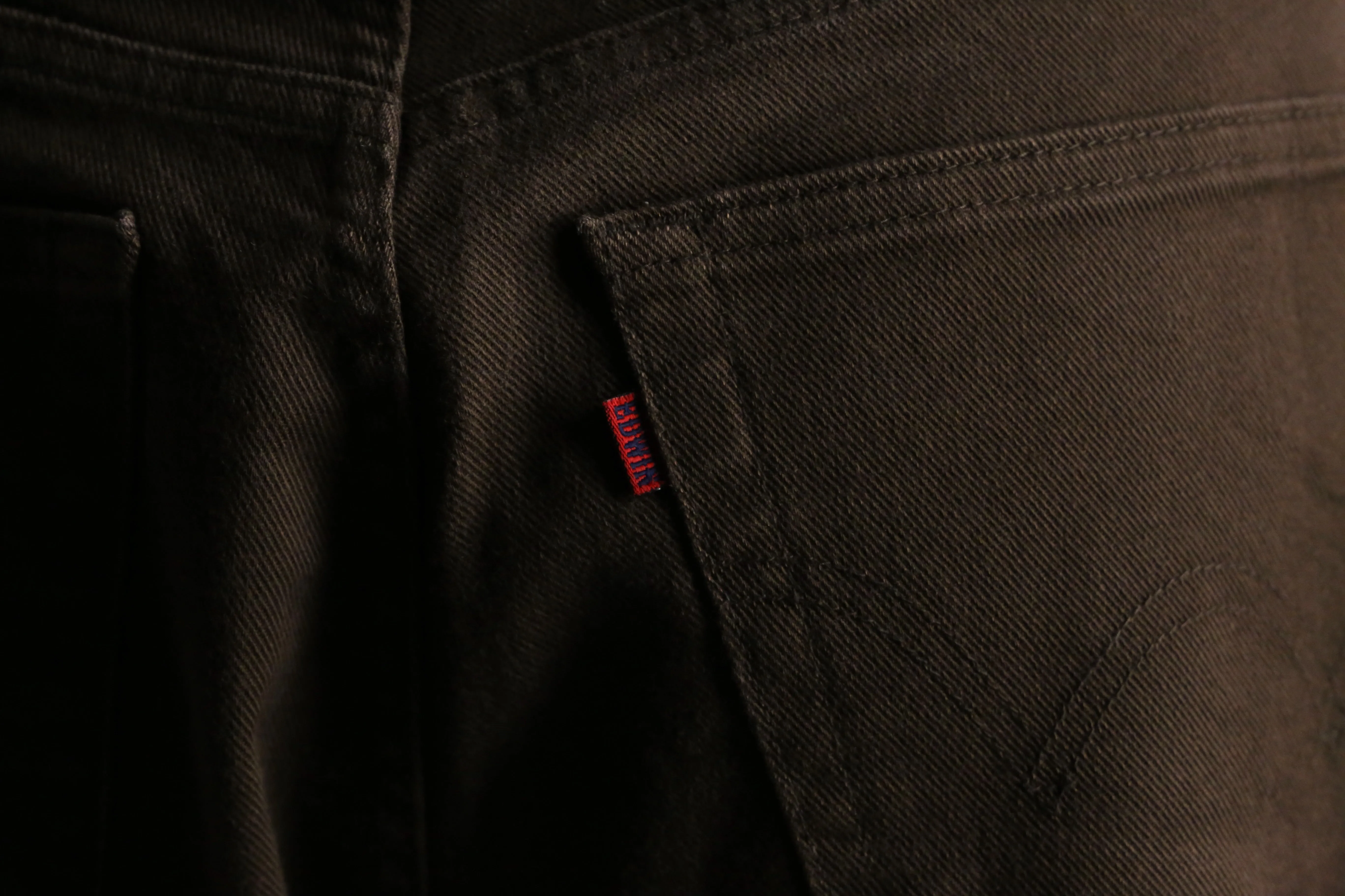 "Re:make" brown × black flare denim