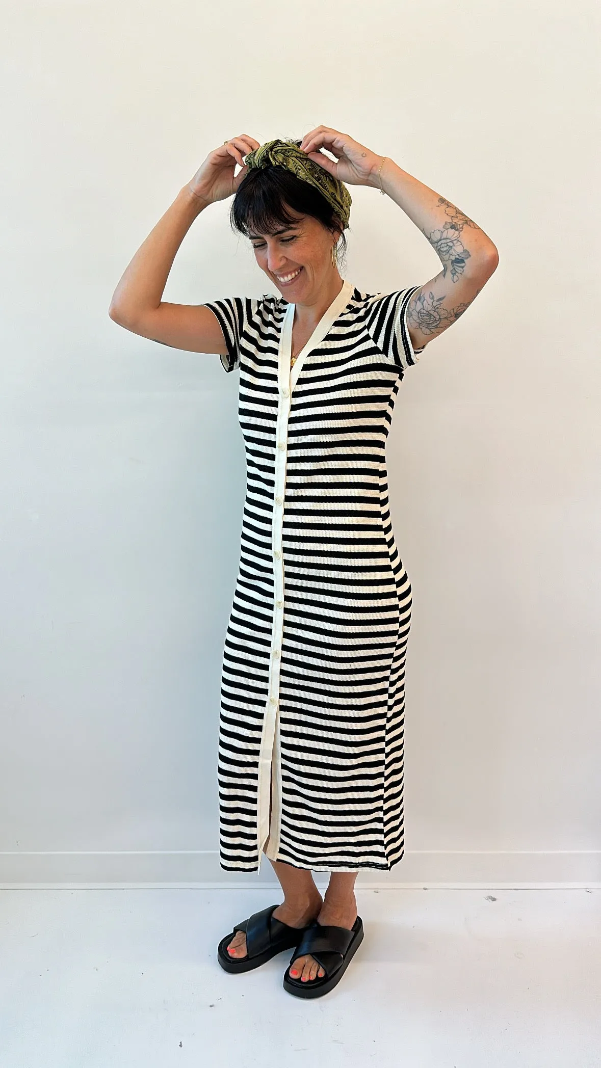 Ready Dress - Black & Ivory Stripe