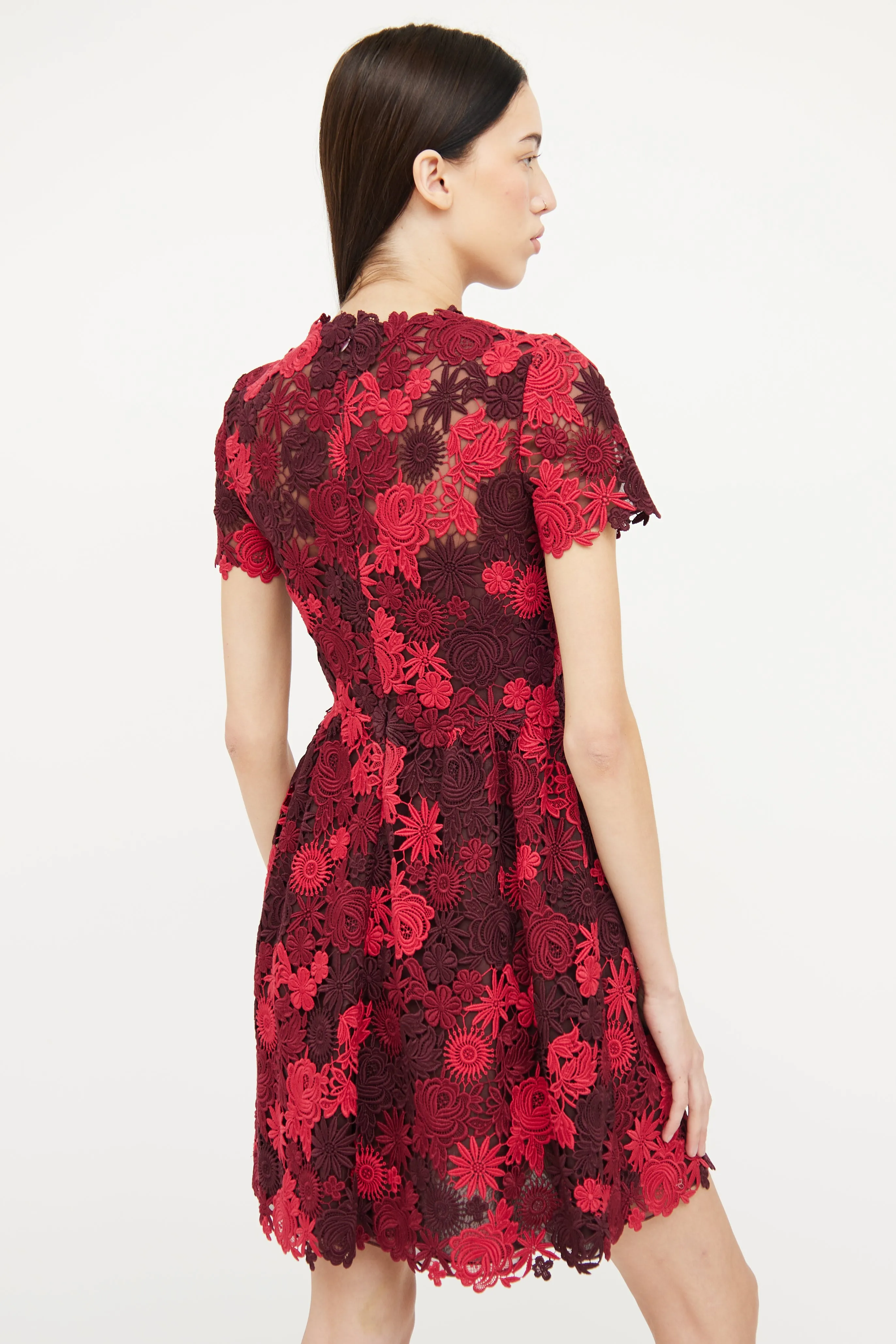 Red Lace Floral Dress