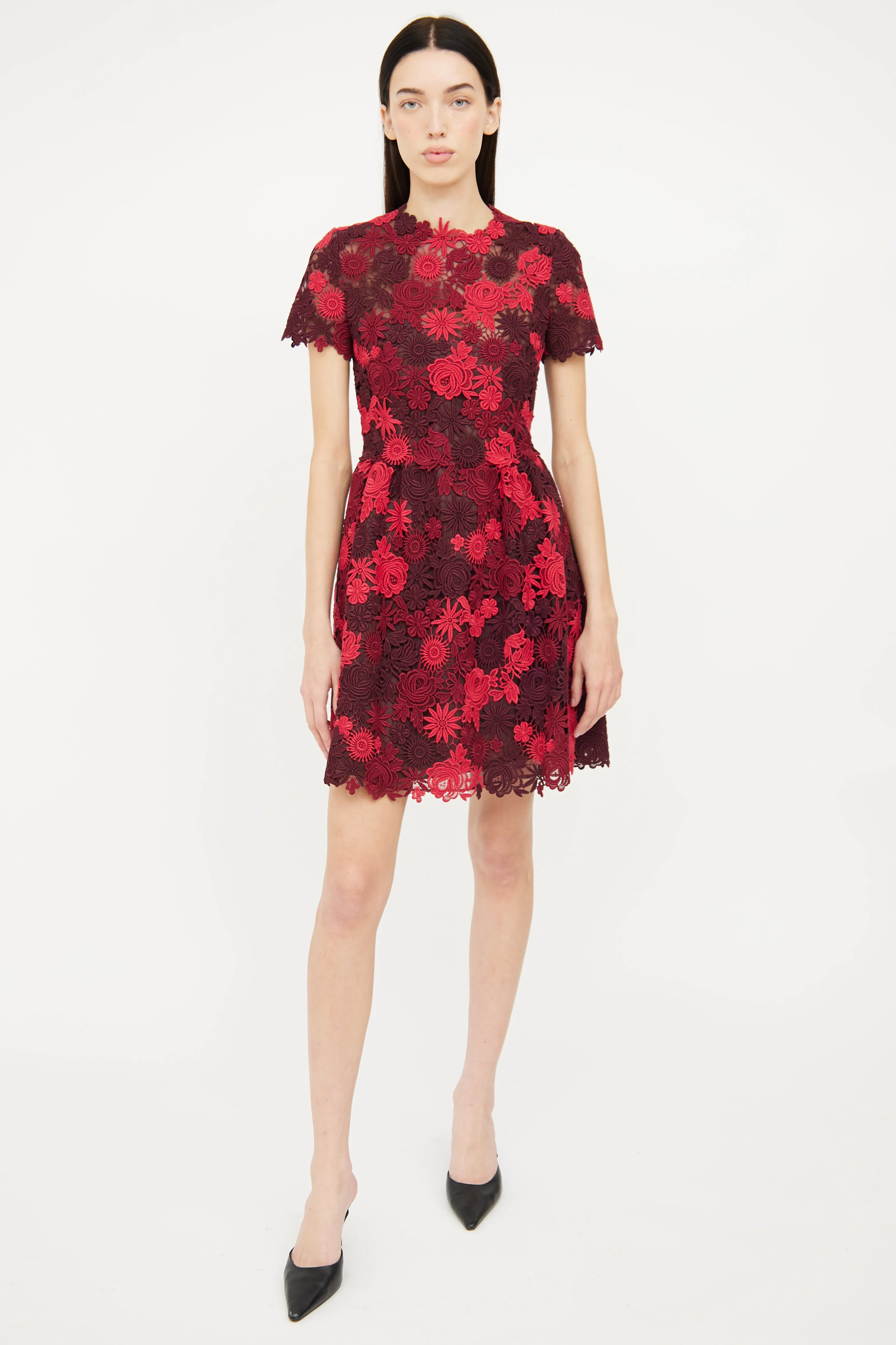 Red Lace Floral Dress