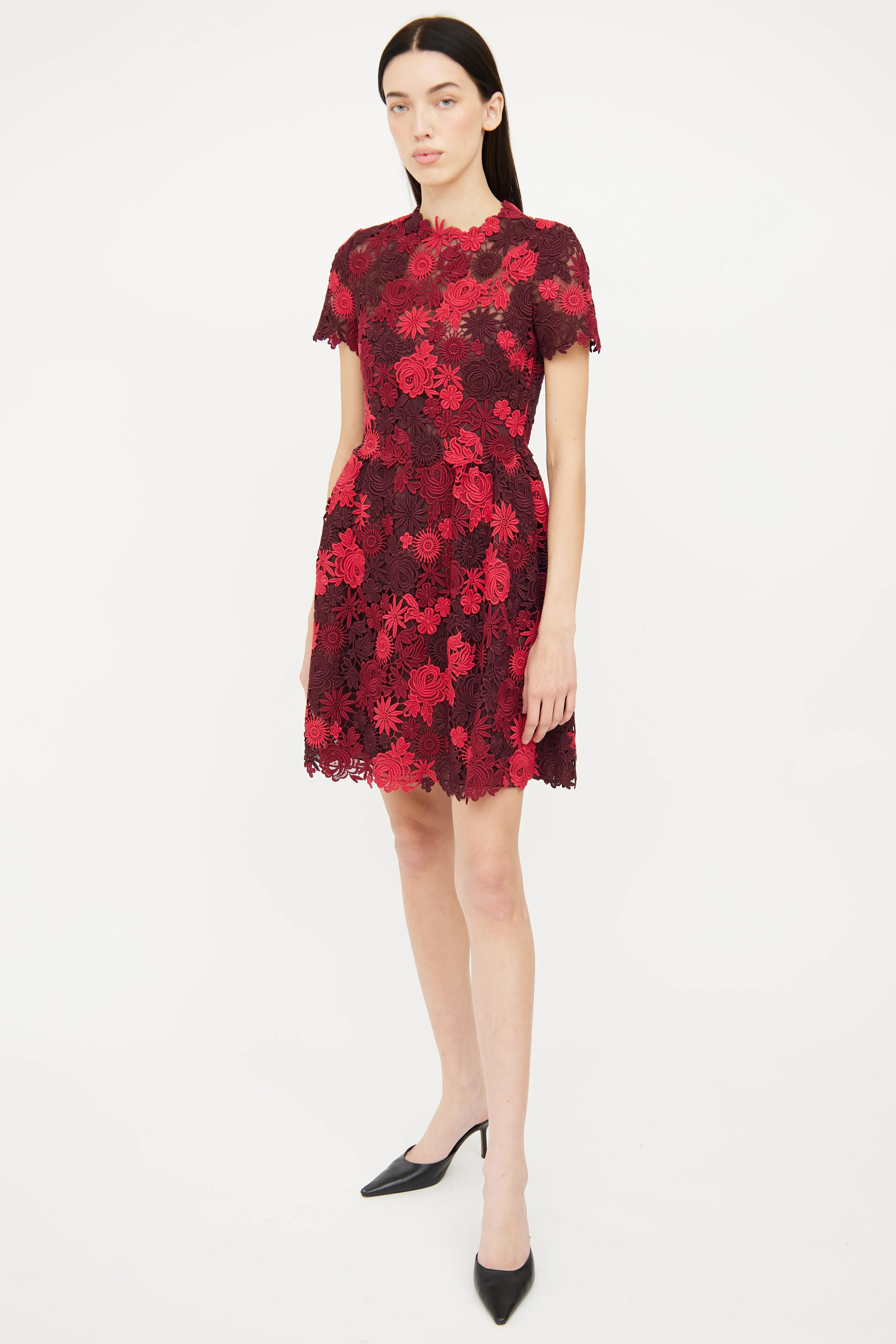 Red Lace Floral Dress