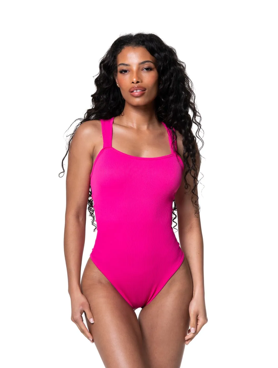 Ribbed Square Neck Shapewear Bodysuit