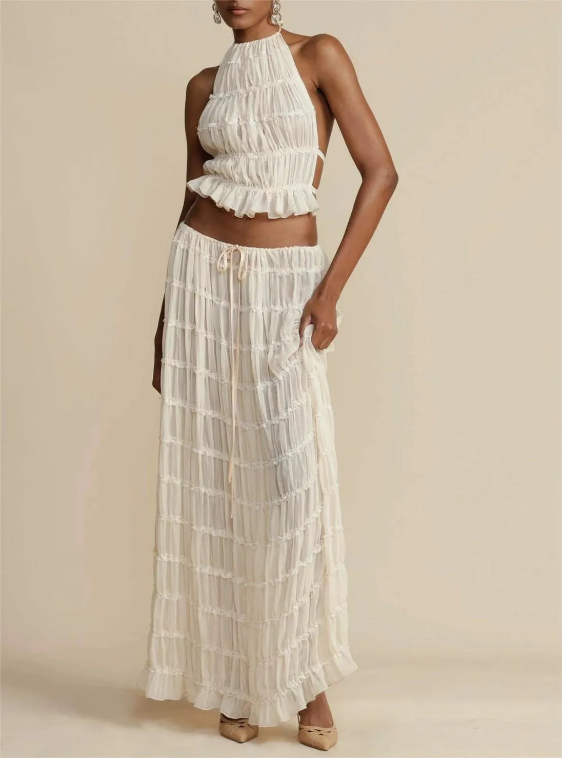 Roman Holiday Maxi Skirt White