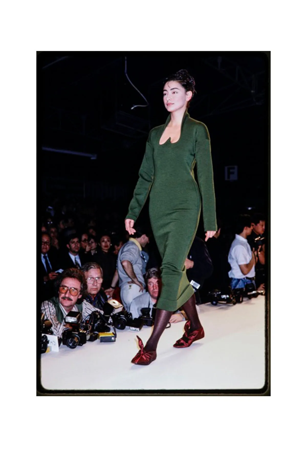 ROMEO GIGLI OLIVE WOOL BODYCON SCULPTURAL DRESS 1989/90