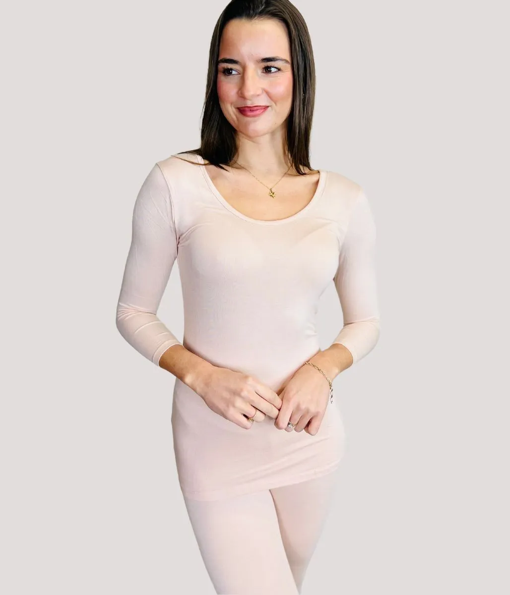 Rose Thermal Scoop Neck Top