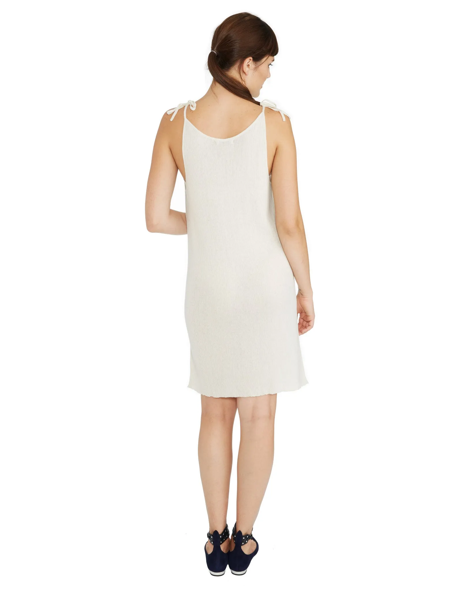 Ryan Roche | Cashmere Tie Slip Dress in Ivory