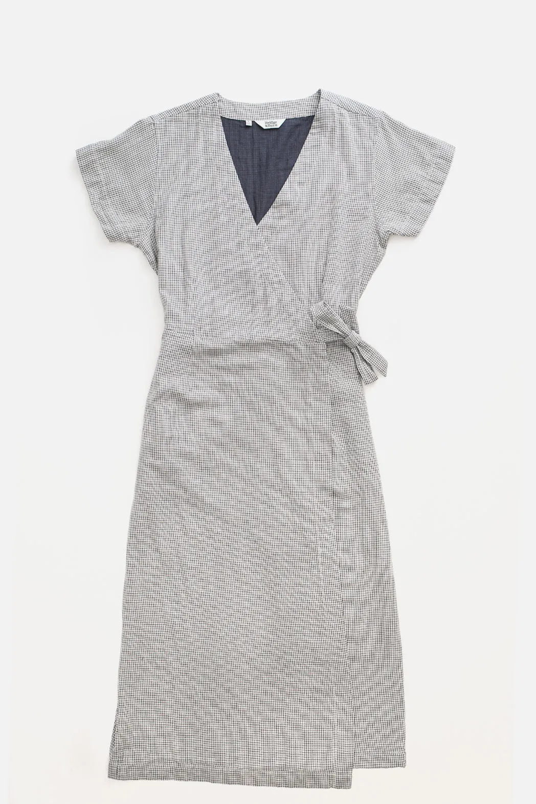 Saria Wrap Dress / Ivory Grid Doublecloth