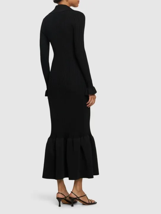 Self-portrait   Fluted rib knit midi dress 