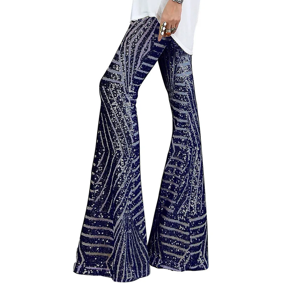 Sequin slacks women's new high waist loose straight leg trousers for autumn