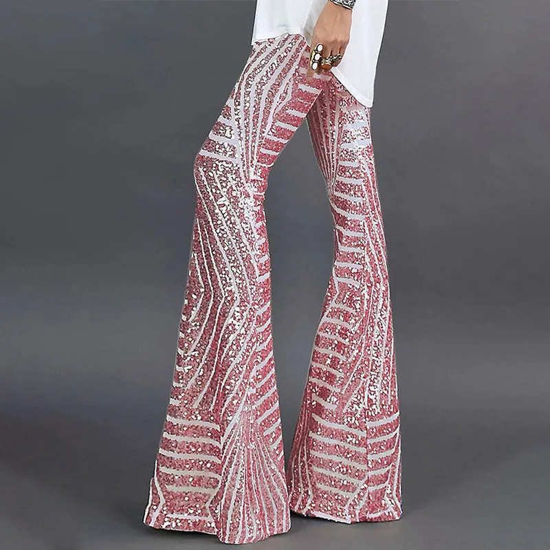 Sequin slacks women's new high waist loose straight leg trousers for autumn