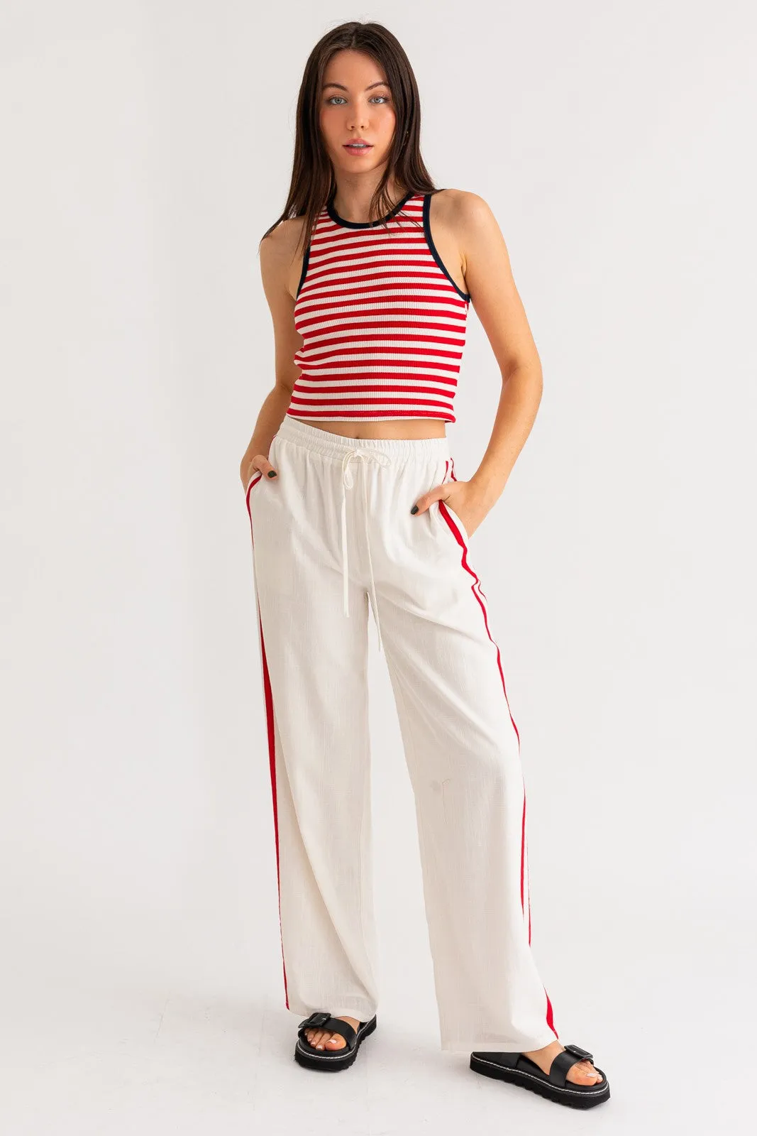 Side Hustle Stripe Pant White