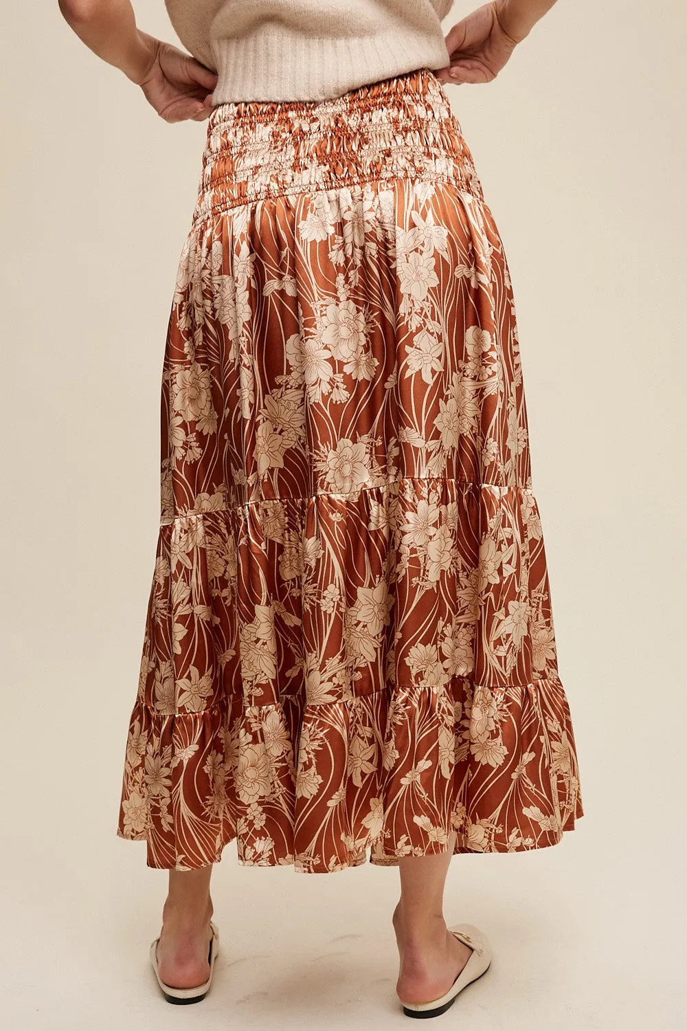 SILKY TIERED FLORAL MAXI