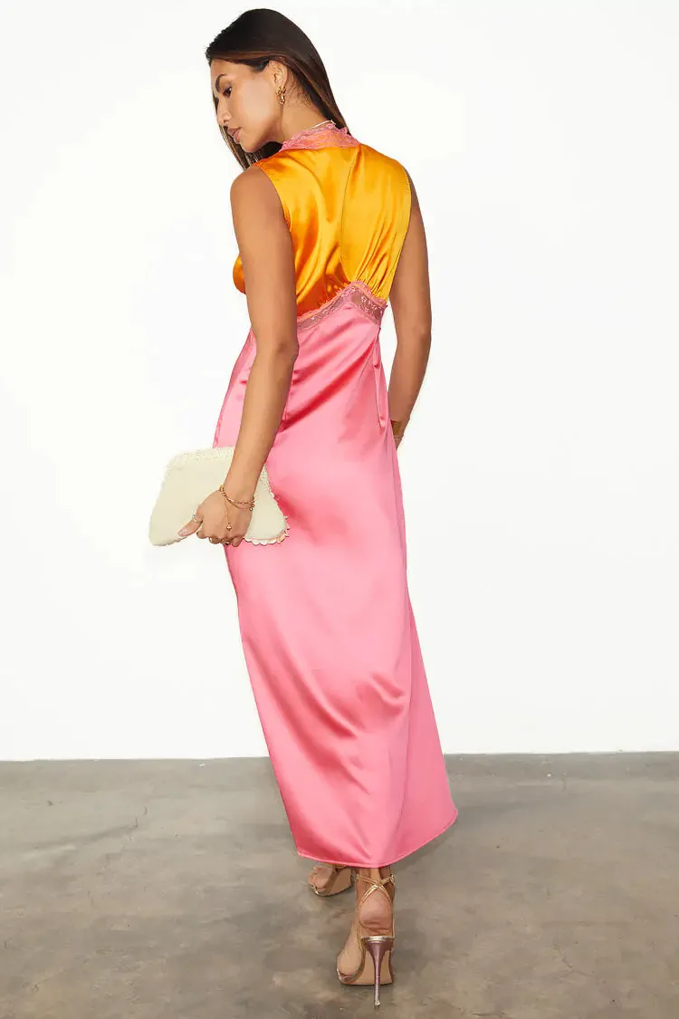 Sleeveless May Dress ~ Orange/Pink