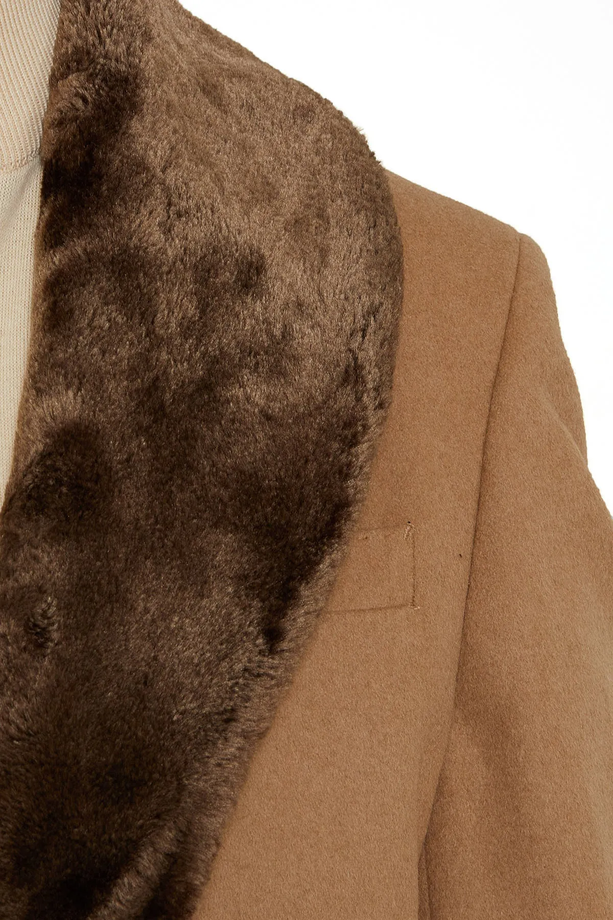 Slim Fit Cachet Camel Wool Blend Overcoat