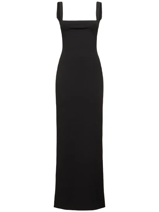 Solace London   Joni square neck crepe knit long dress 