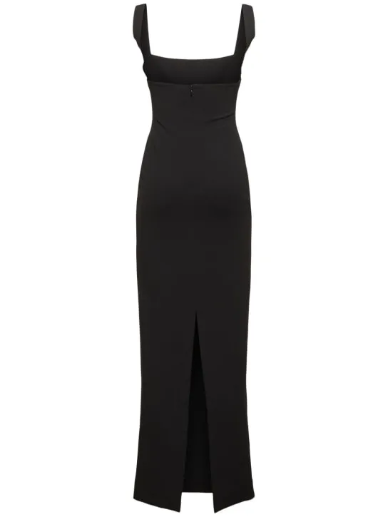 Solace London   Joni square neck crepe knit long dress 