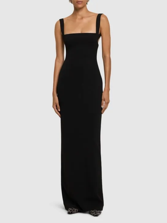 Solace London   Joni square neck crepe knit long dress 