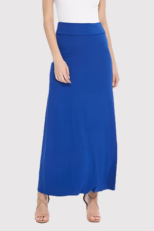 Solid Foldover Maxi Skirt