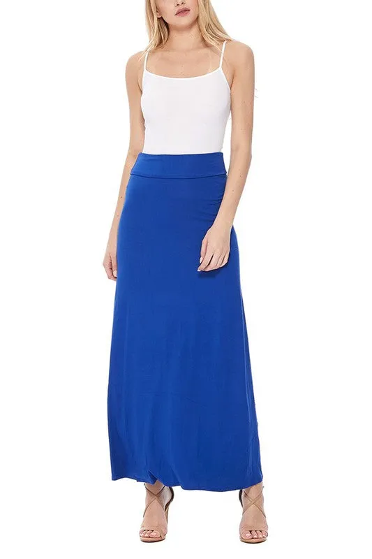 Solid Foldover Maxi Skirt