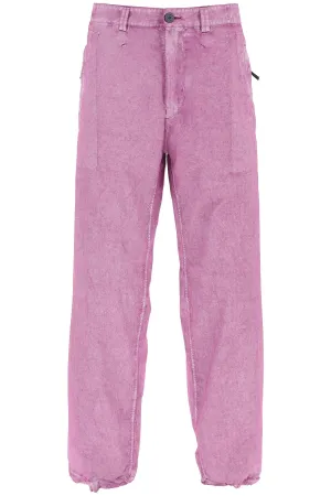 Stone island garment-dyed cotton utility pants with wide leg