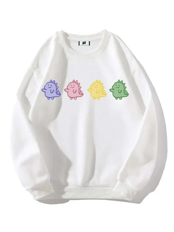 SXV  'Baby Dianousures’ Printed Cool Aesthetic Drop Shoulder Oversized Sweatshirt