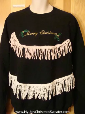 Tacky Christmas Sweatshirt MERRY CHRISTMAS Fringe