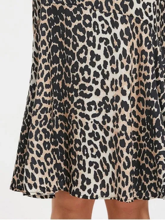 TastyHottie - Trendy Flounces Leopard Swing Slip Dress