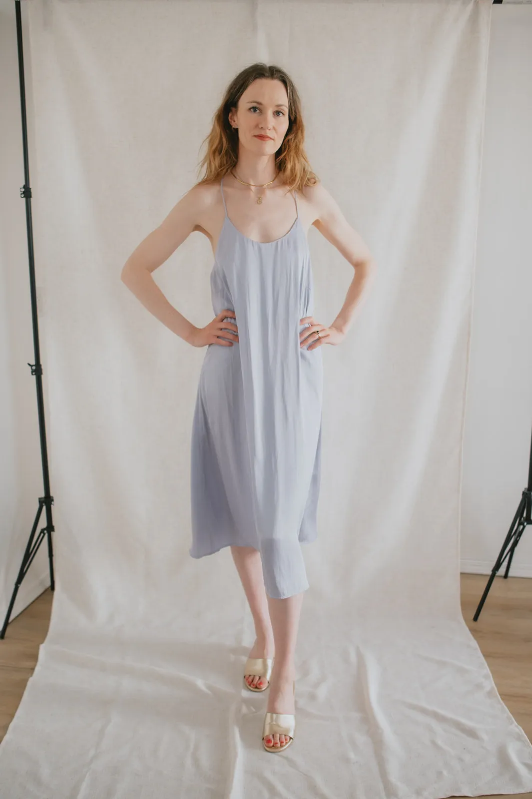 The Juni Satin Slip Dress - Lavender