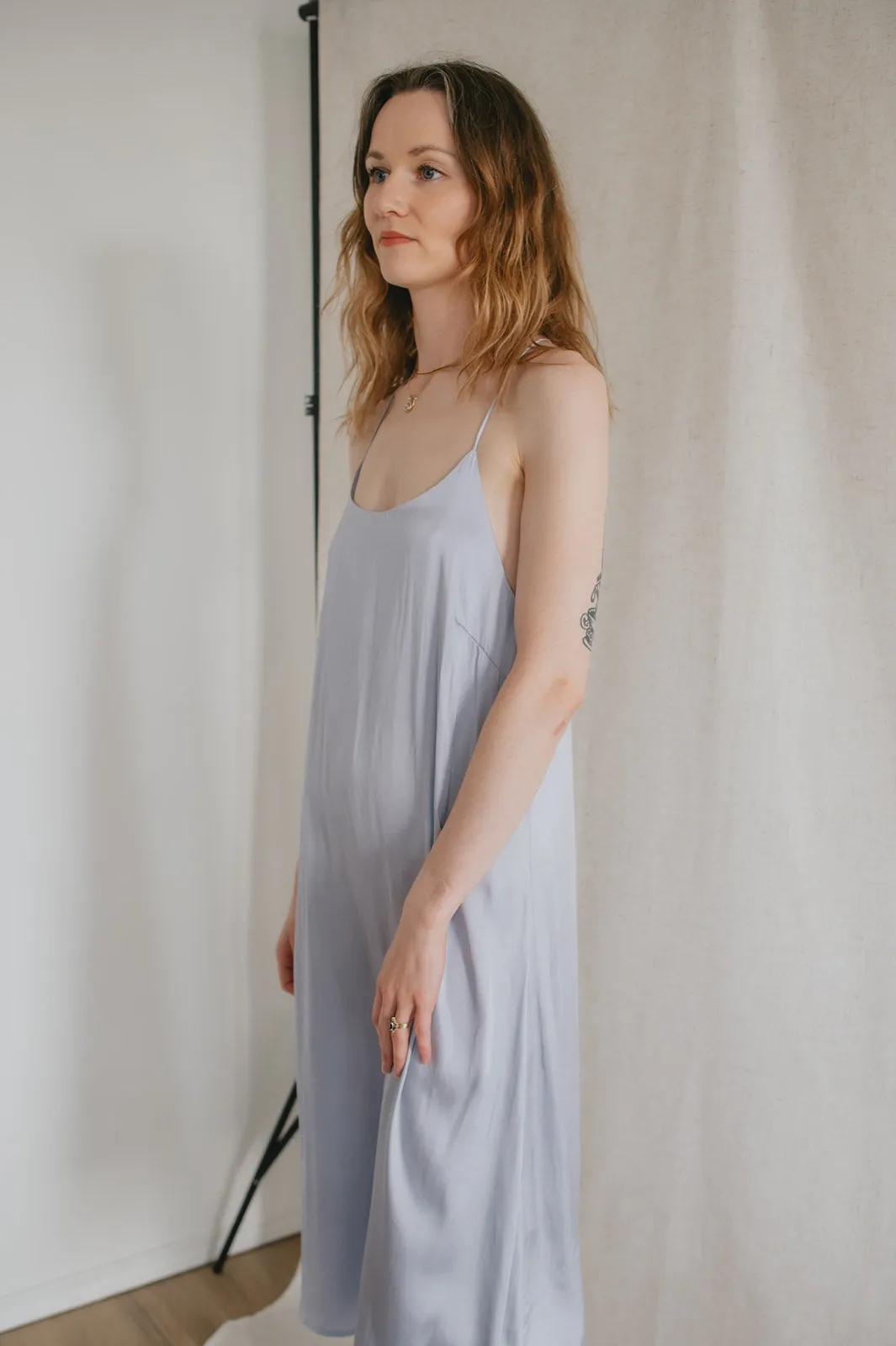 The Juni Satin Slip Dress - Lavender