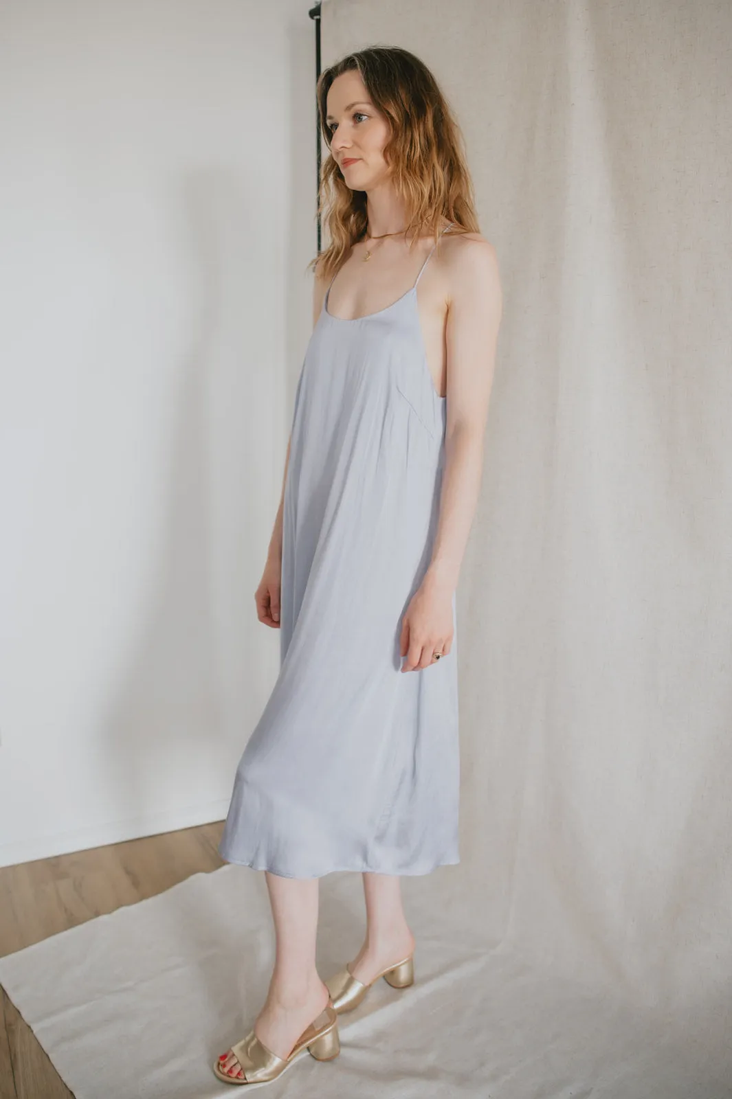 The Juni Satin Slip Dress - Lavender