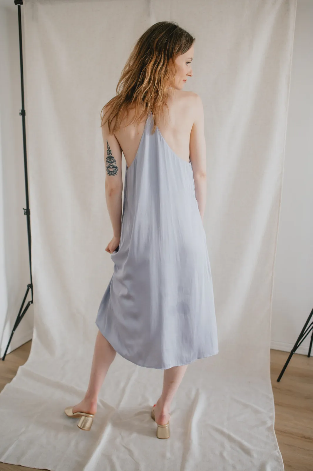 The Juni Satin Slip Dress - Lavender