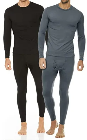 Thermajohn 2 Pack Thermal Underwear for Men Size XL Black & Charcoal